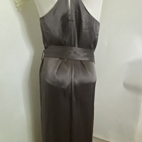 NWT Halston Heritage Silver Gray Racerback Satin Slip‎ Midi Dress Size S $295.00 - Picture 11 of 16